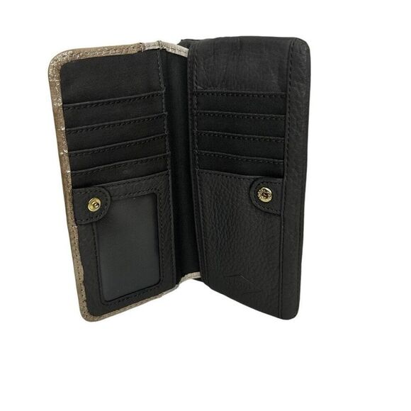 NWOT Fossil Preston Wristlet Wallet 7"x 4" Gold Metallic Leather Color-block - Picture 8 of 10